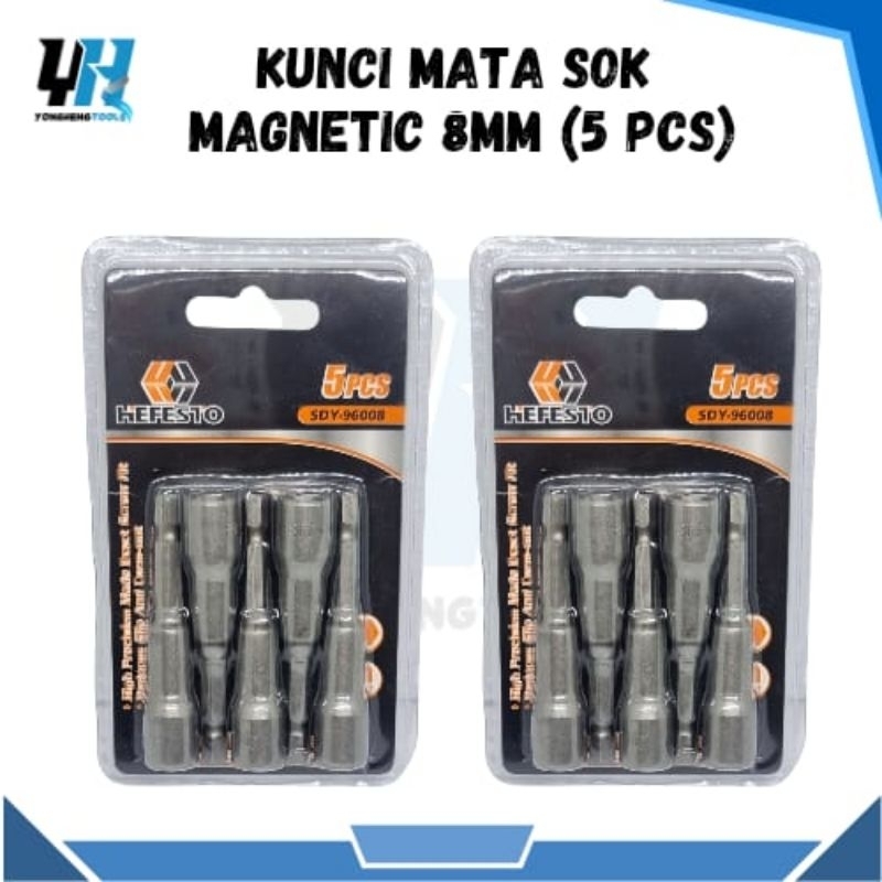 Mata Bor / Sok / Baut Baja Ringan Set Magnet 8mm HEFESTO