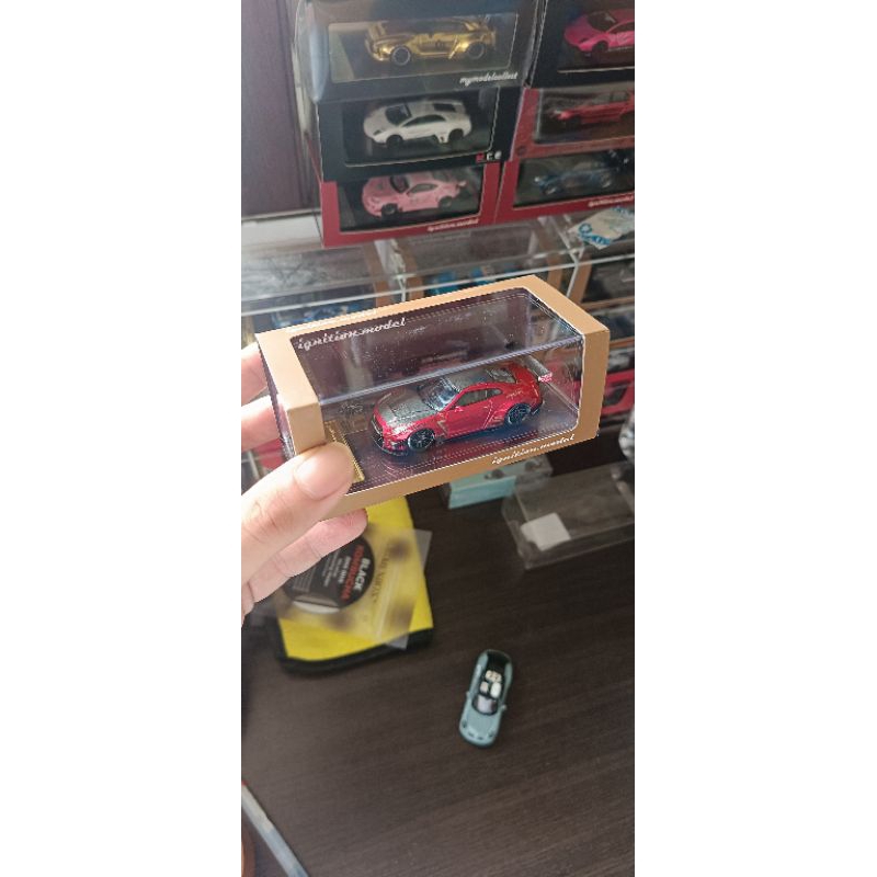 ignition model Nissan GT-R R35 Red carbon resin