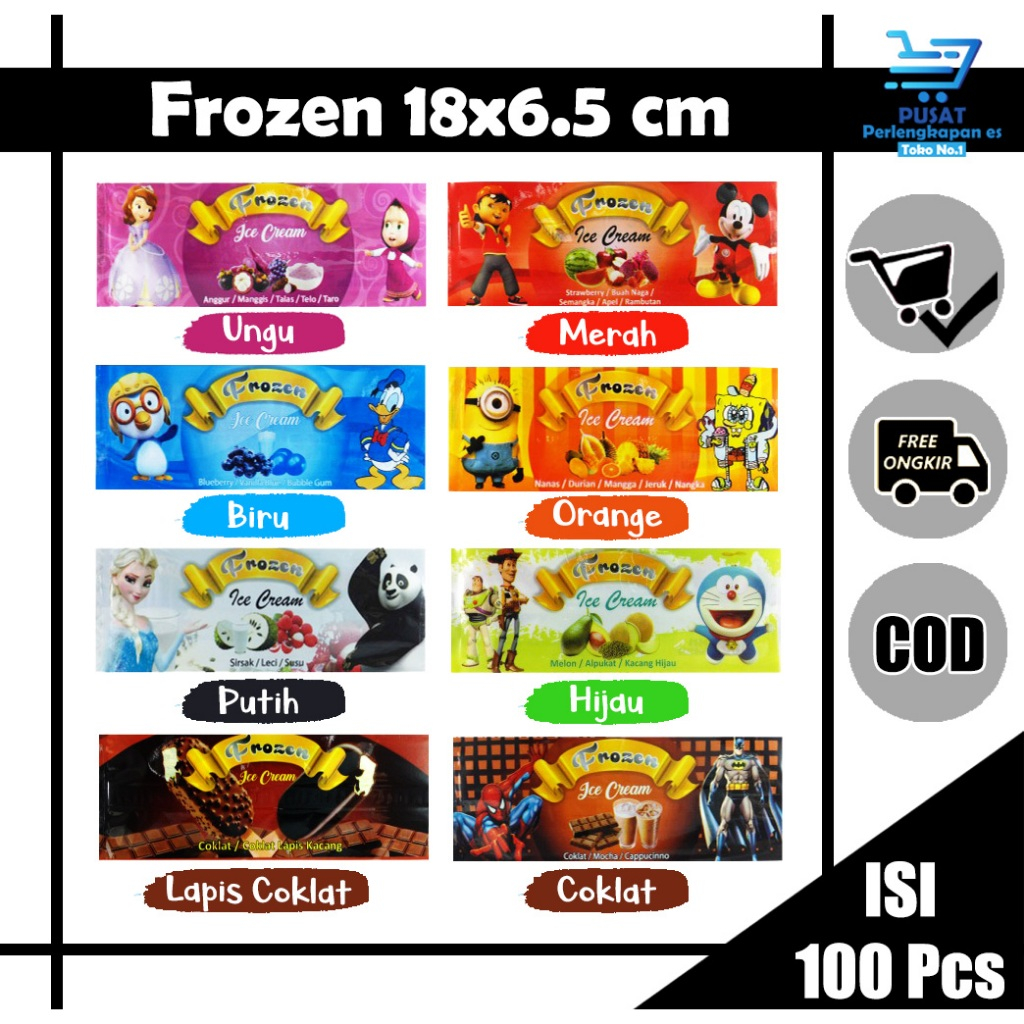 

kemasan es krim karakter unik isi 100pcs FROZEN