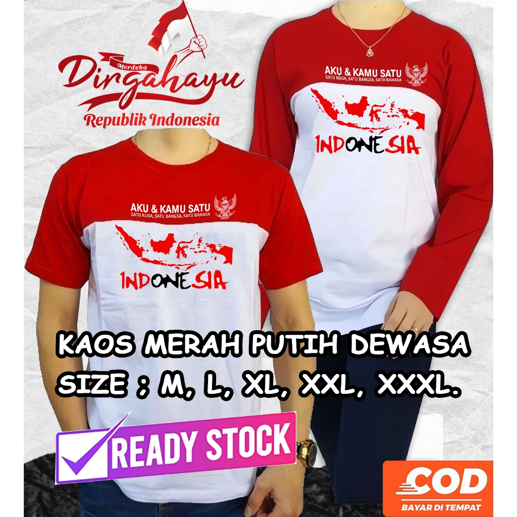 KAOS MERAH PUTIH KEMERDEKAAN 17 AGUSTUS (DEWASA)