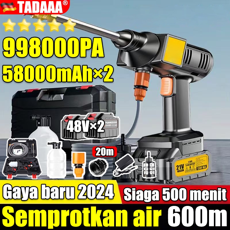 Jarak jet 2000 meter Alat cuci mobil BAIPUXI High pressure cleaner Siaga 500 menit 2x58000mAh batera
