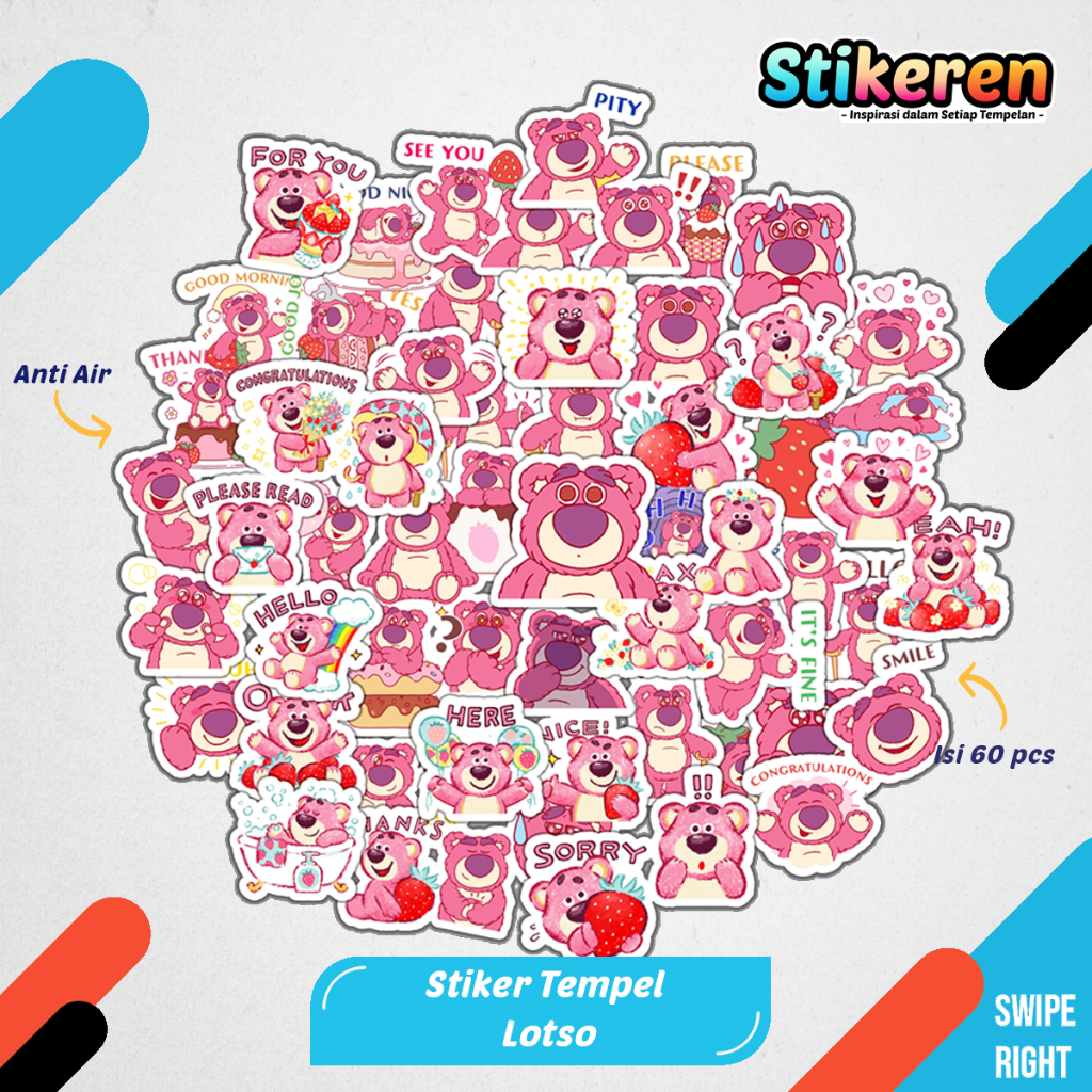 

Stiker Lotso Pink Toy Story Kartun Film Paper Vinyl Dekorasi Laptop Koper Tumbler Kulkas DIY