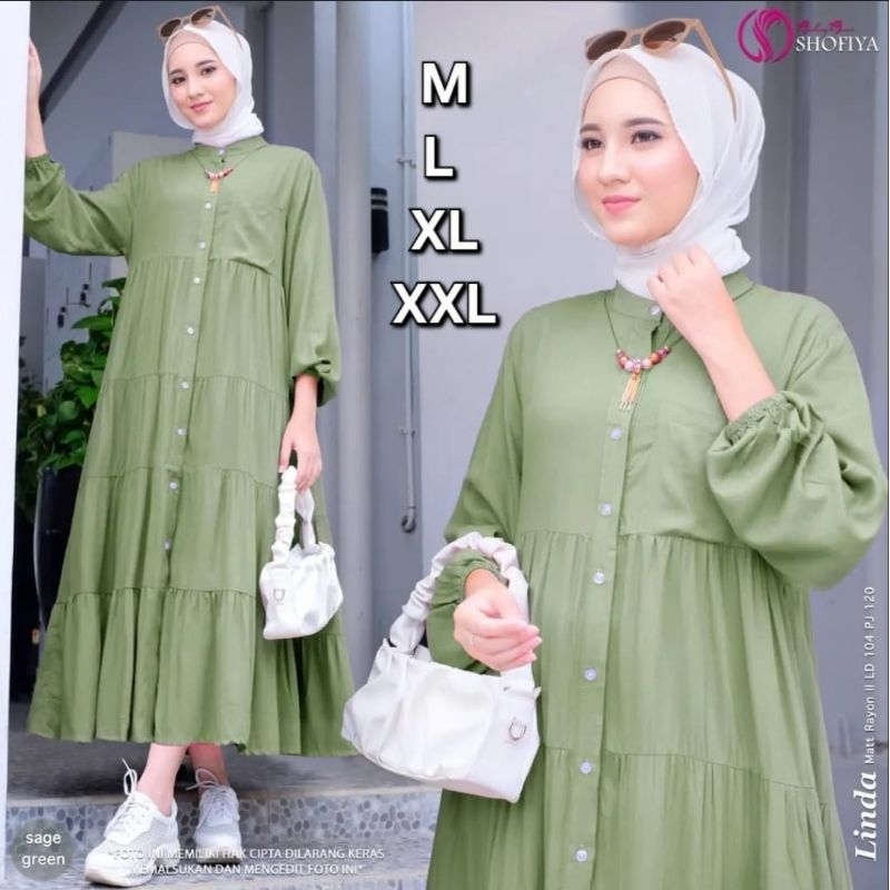 Prossgirl Official Linda Dress Mini Dress Busana Wanita Muslim Minimalis Rayon Twill Premium Susun E