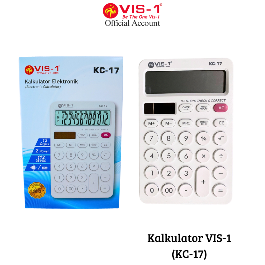 

VIS-1 Kalkulator 12 Digit kode KC-17 / Alat Hitung / Calculator