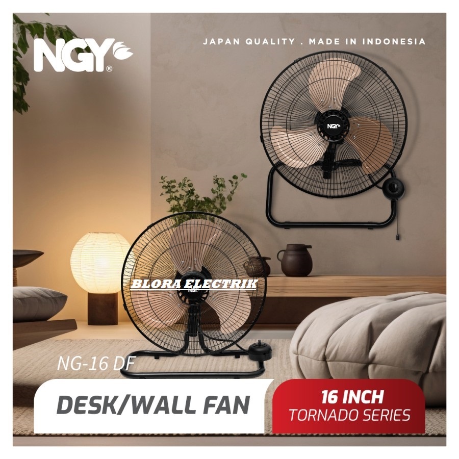 NGY Desk Fan Tornado / Kipas Angin Duduk Dinding 16 inch | NGY-16DW BERAGARANSI