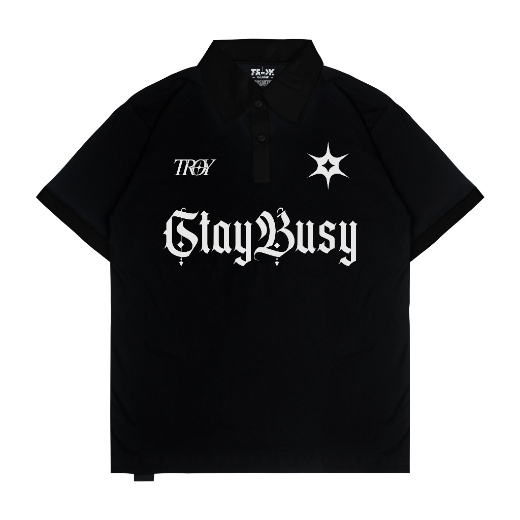 Troy Company Wangky Polo Shirt Full Black Six Star - Kaos Polo Kerah Wangki Hitam WKD 2990