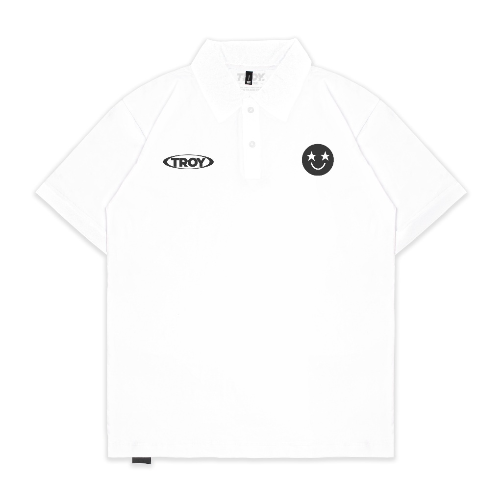 Troy Company Wangky Polo Shirt Full White Smilling - Kaos Polo Putih WKD 2989