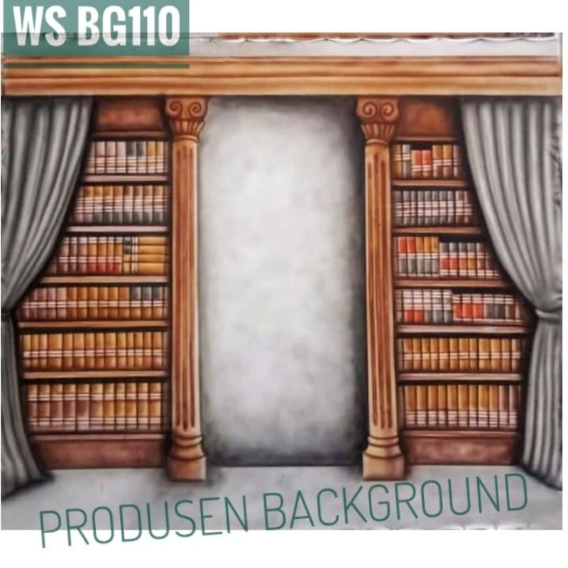 READY COD Kain 3x2,5m Background Wisuda Latar Rak Buku Studio Foto Kode WS BG110IR