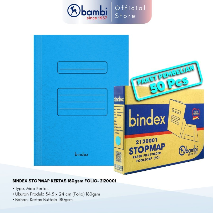 

Bindex Stopmap / Map Kertas Folio Warna Blue Benhur #5002 (1 PACK ISI 50 PCS)