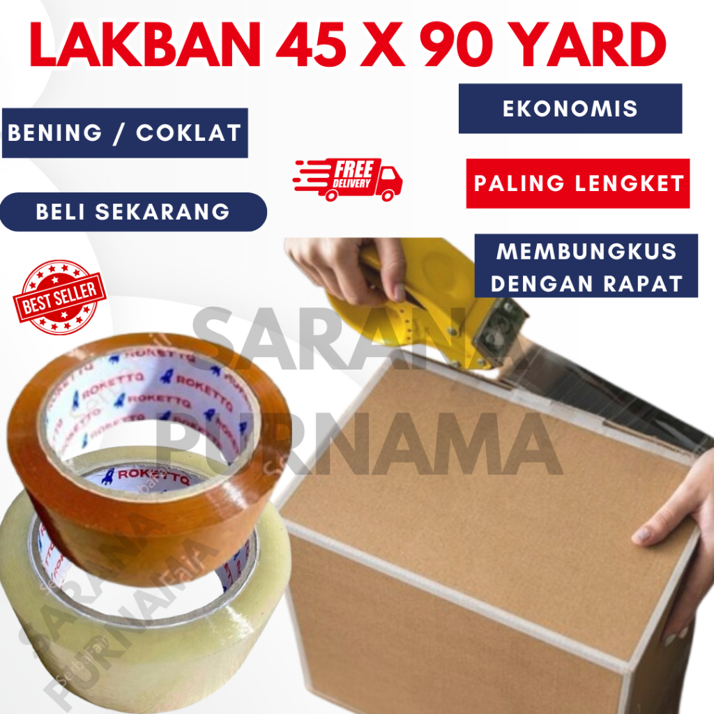 

[Per 1 Dus] Lakban Bening Coklat 2Inch (45mm) 90Yards 1 Karton 72 pcs Spec TOP TERMURAH Setara Daimaru dan Nachi Local Pride Lakban Packing Tape Super Lengket