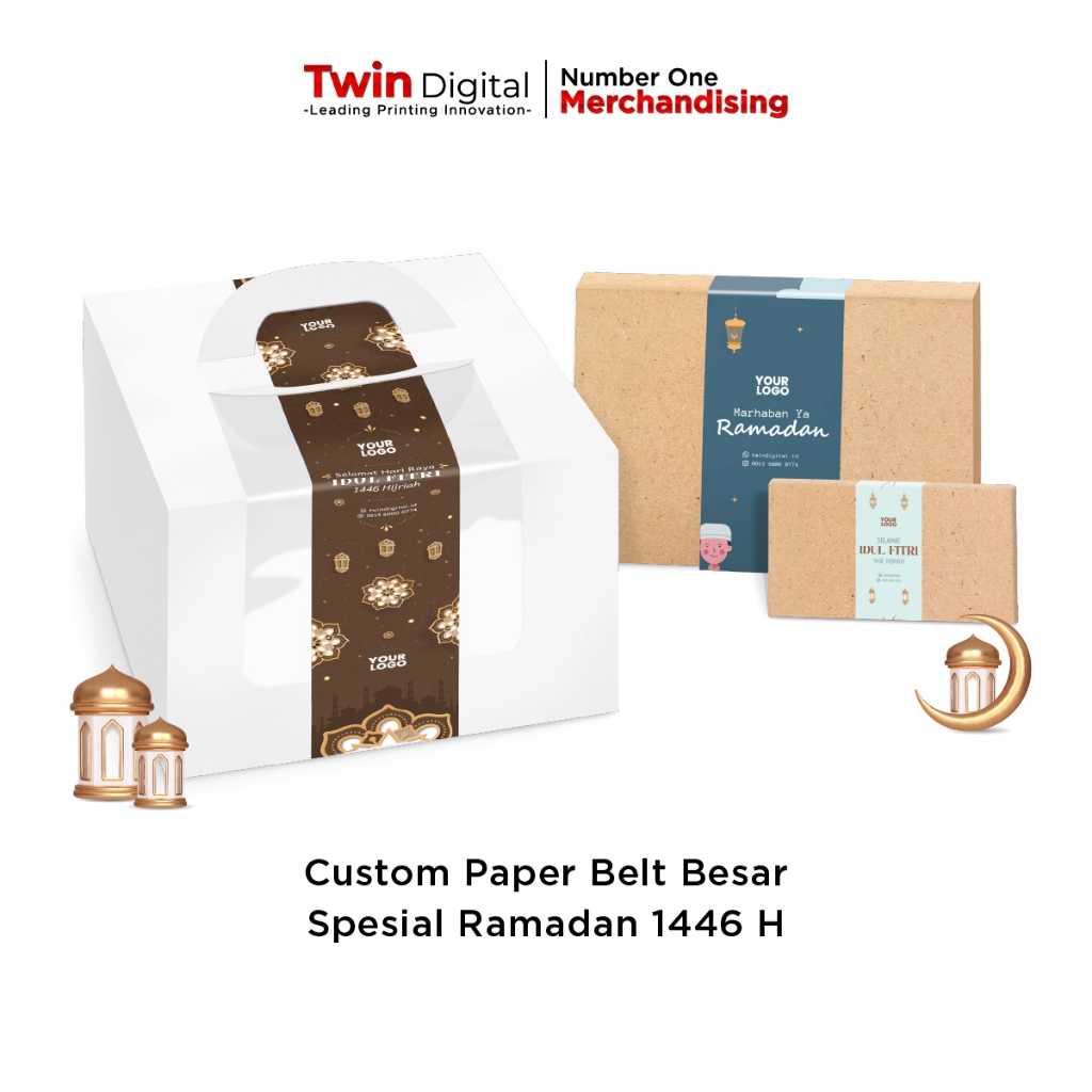 

Twindigital Custom Paper Belt Ramadan & Idul Fitri / Hiasan Segel Box Parcel / Label Kemasan Hampers - Paper Belt Besar