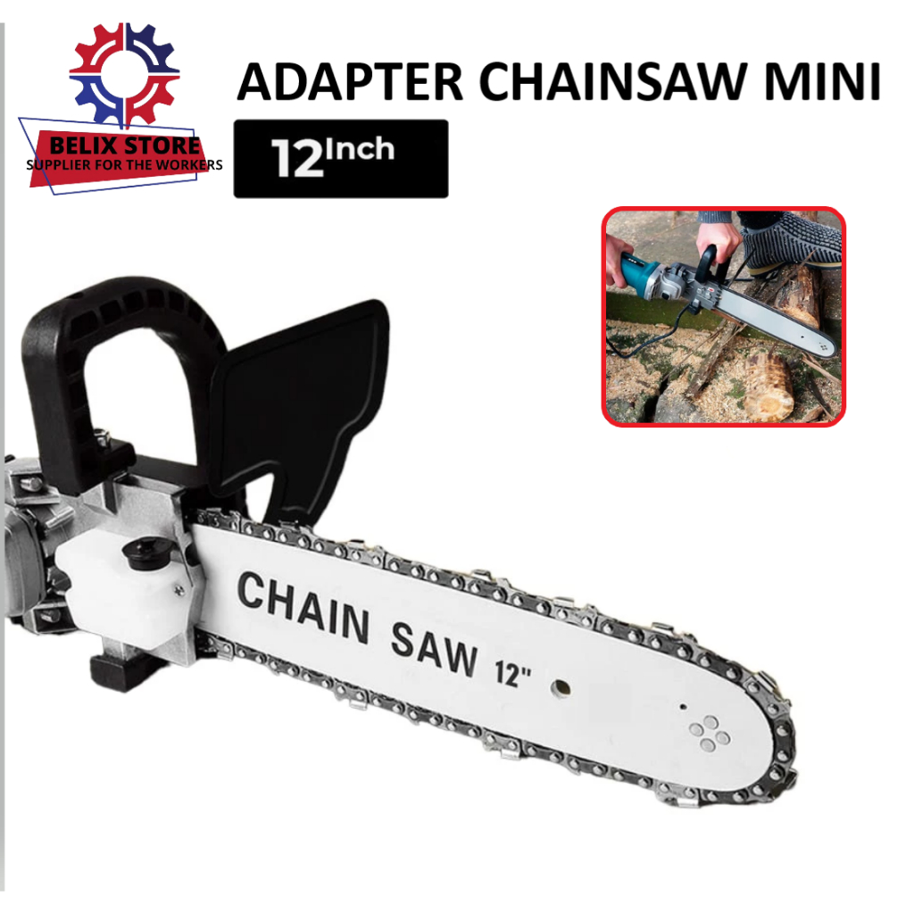 Adapter Chainsaw Mini 12Inch Alat Pengubah Fungsi Mesin Gerinda Jadi Mesin Senso Potong Pohon Kayu