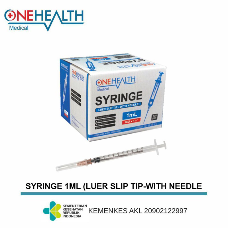 Jarum Suntik ONEHEALTH Spuit Syringe 1ml 3ml