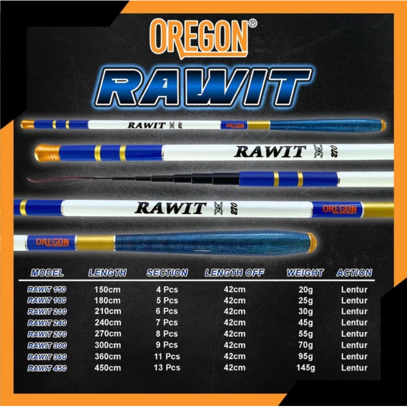 Joran Tegek Oregon Rawit Carbon 180cm - 450cm Tegek Terlaris Tegek Microfishing Tegek FYP