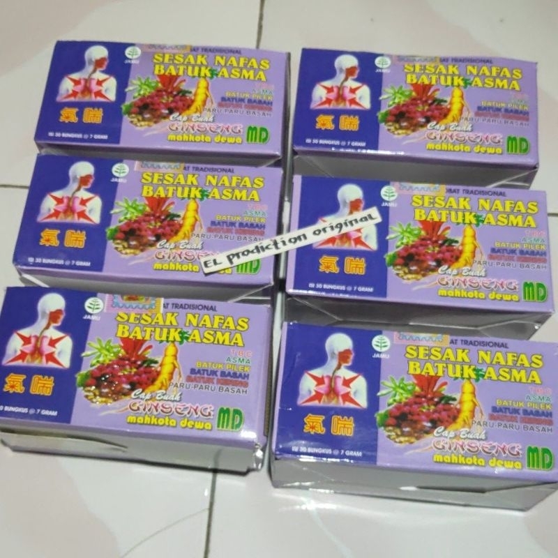 jamu seduh mahkota dewa , sesak nafas batuk asma , cap buah ginseng original