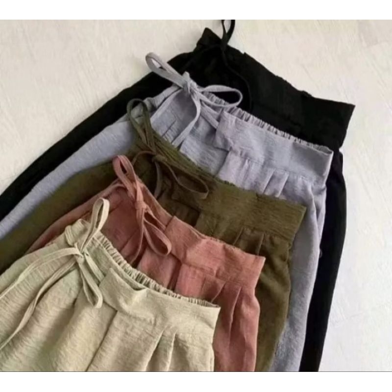celana kulot tali samping/crinkle airflow premium