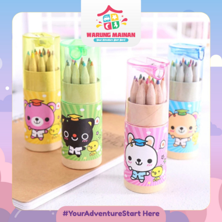 

[WARUNGMAINAN] [WM56] Pensil Warna 12 IN 1 + Serutan Pensil Color Pencils Quality Pensil Warna Karakter Kemasan Tabung