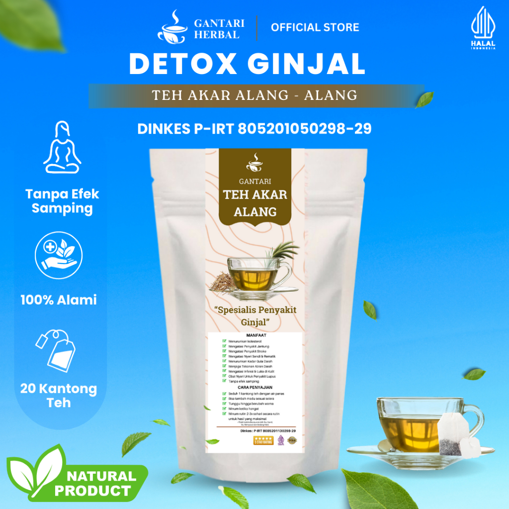 

GANTARI Teh Akar Alang-Alang | Mengatasi Penyakit Ginjal 20 Kantong Teh