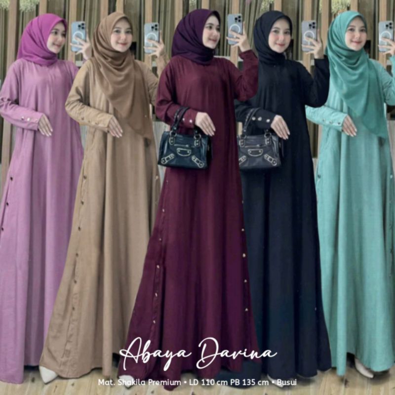 Abaya Davina Kancing Abaya Shakila Premium