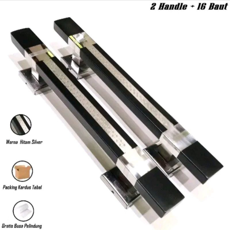 Handle Pintu Gagang Pintu Rumah 2 pintu 60cm Handle Pintu Rumah Minimalis Hitam Motif Grafir Stenlis