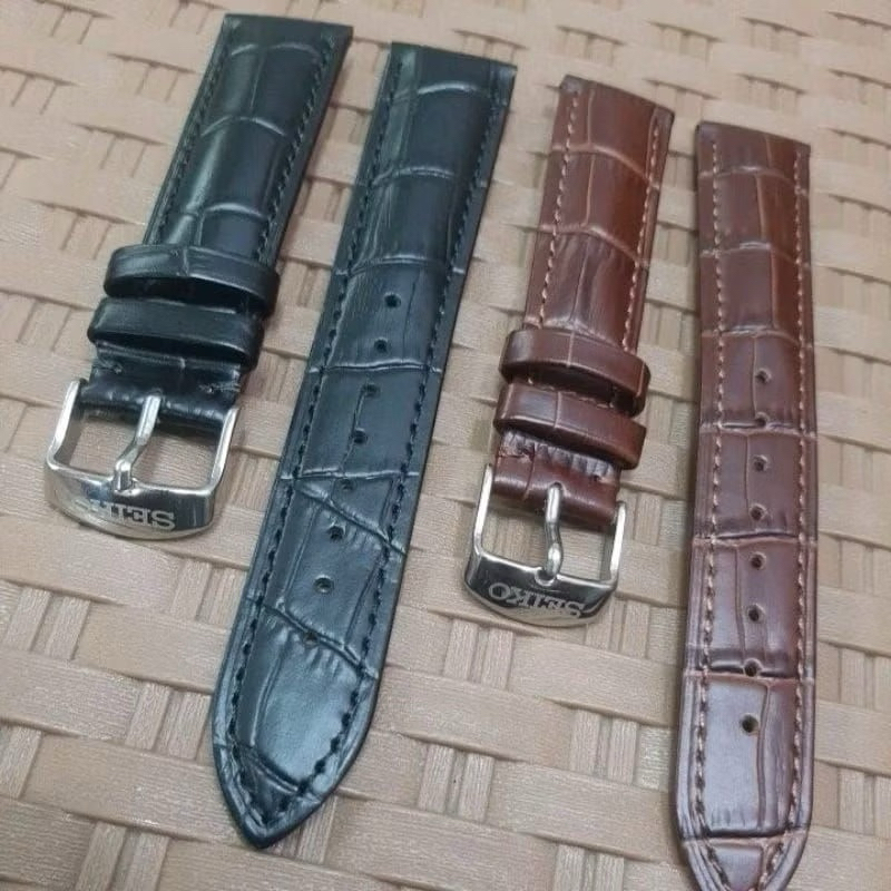 STRAP TALI JAM SEIKO TALI KULIT GENUINE LEATHER 18MM 20MM 22MM TALI JAM SEIKO