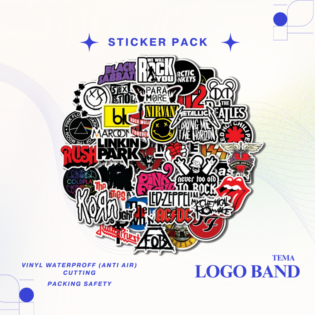 

Sticker Pack Band Logo Vinyl Anti Air Untuk Laptop , Case HP , Helm , Motor , Kaca , Buku Diary Dll