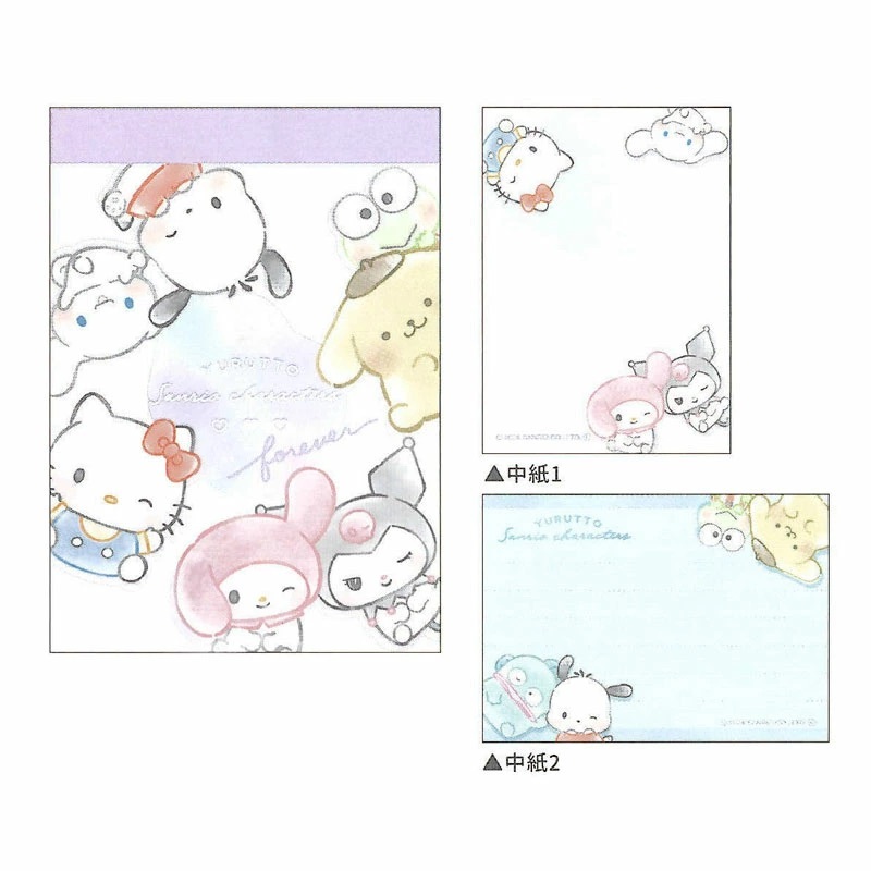 

Ay00! Mini Memo Pad Sanrio My Melody Kuromi Pochacco Happy Together Yurutto Note Kecil Limited