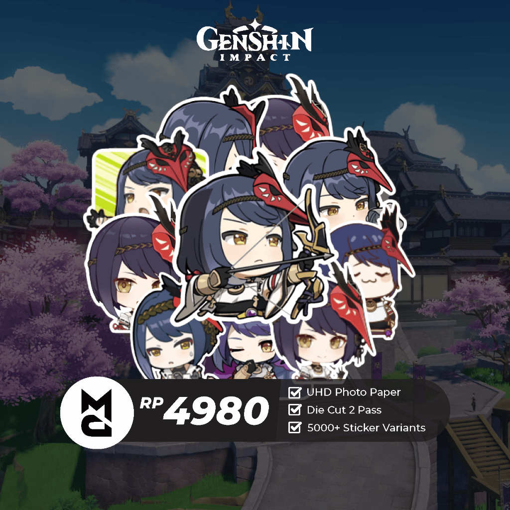 

Sticker Genshin Impact Kujou Sara Sticker Anime Aesthetic Lucu Sticker Helm Laptop Motor Hp