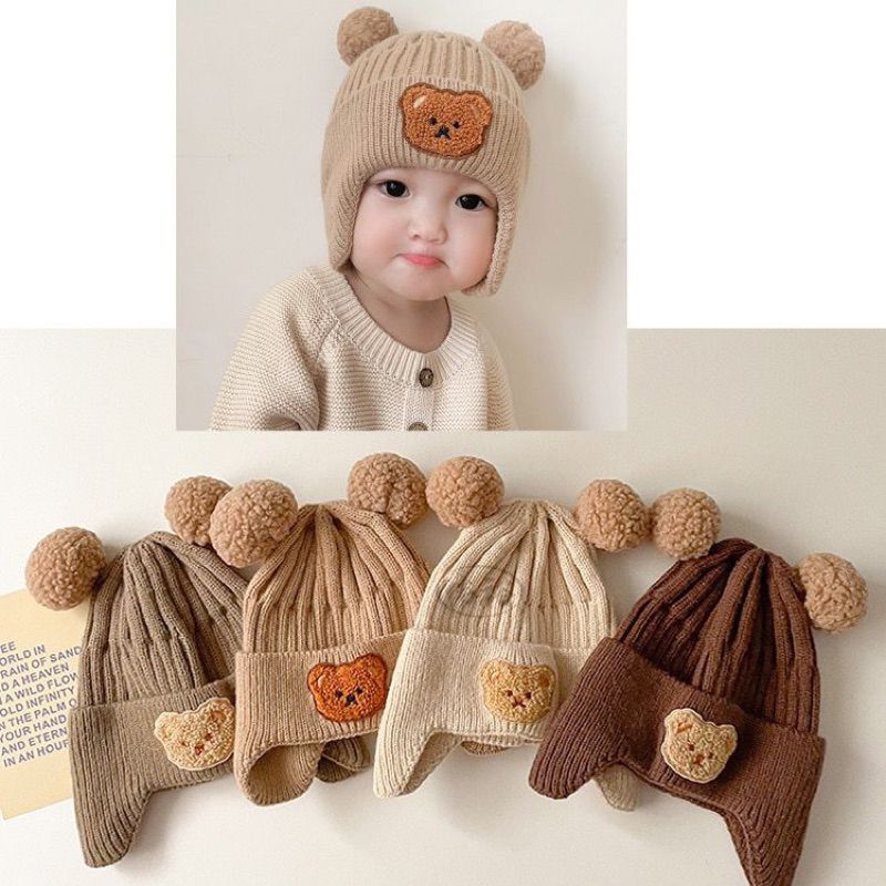 Topi Kupluk Rajut Anak Bayi Bear Korea Free Bordir
Nama
