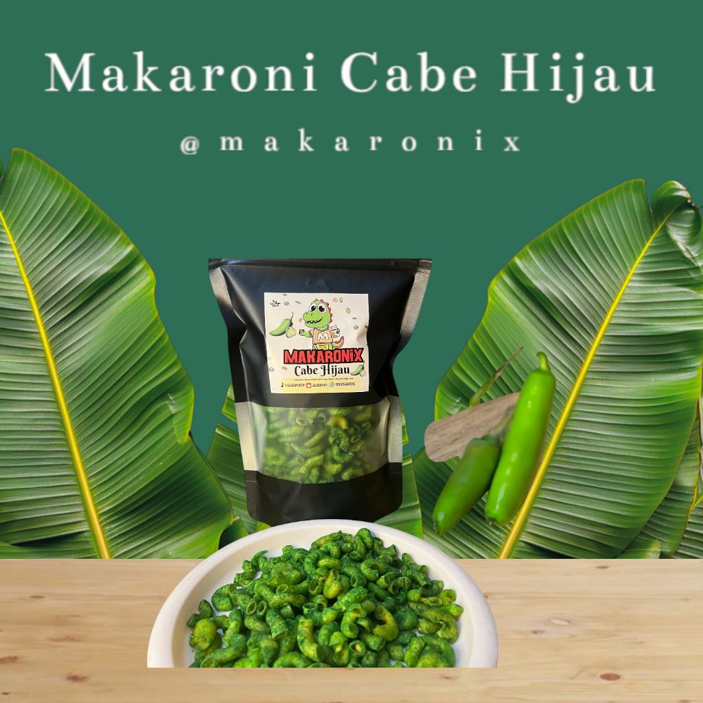 

Makaroni Cabe Ijo - Makaronix, jajan viral, snack, pedas, camilan, keju, coklat Keripik Cemilan