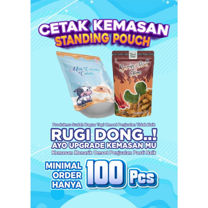 Standing Pouch Custom 16 x 24 cm Ziplcok & Non Ziplock