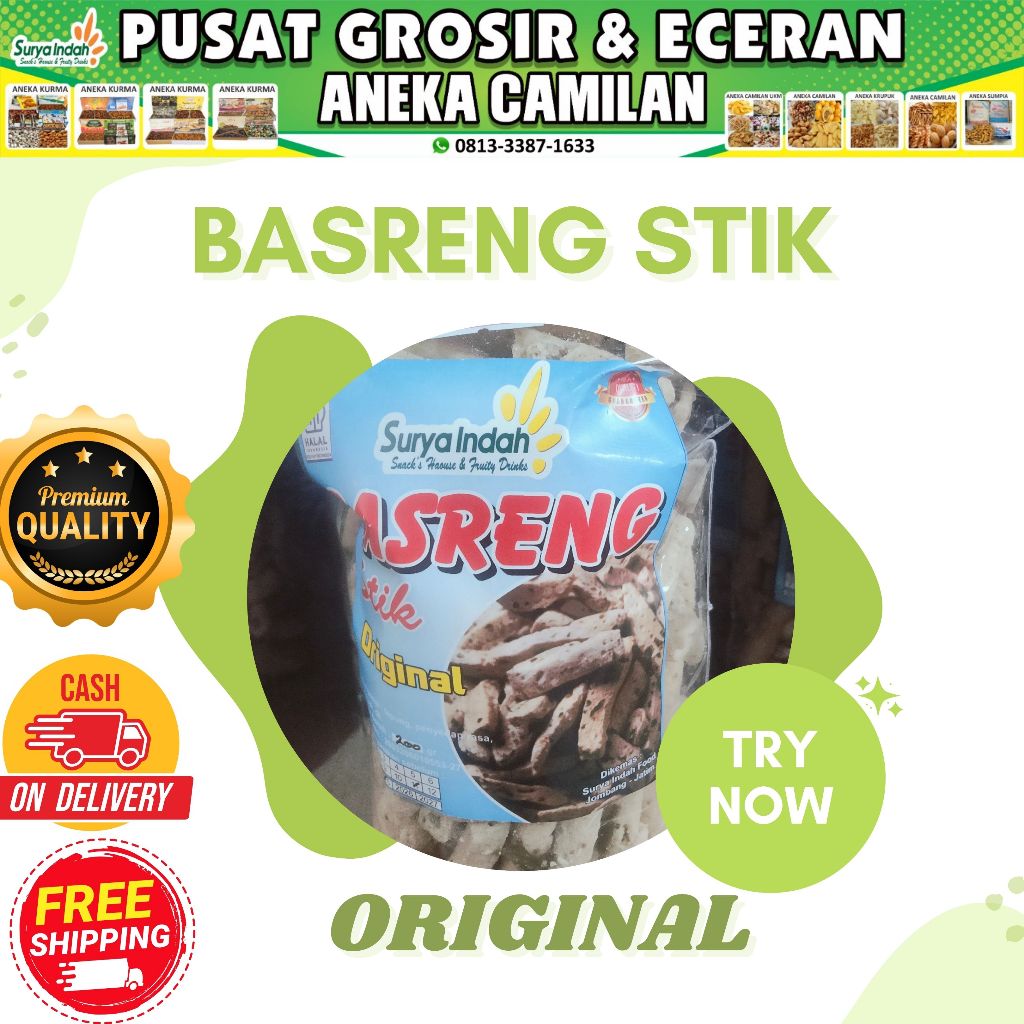 

Basreng Stik rasa Original packing 200gr dijamin Renyak Enak Surya Indah Jombang