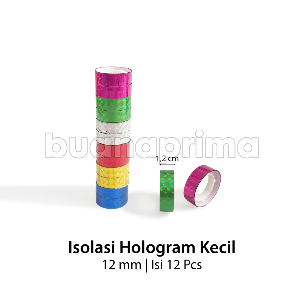 

Isolasi Hologram Kecil 12 mm isi 12 Pcs Isolasi Warna Warni Glitter Untuk Kado Dekorasi