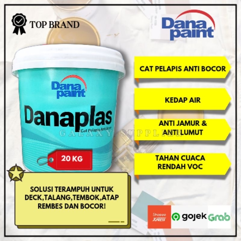 DANAPAINT DANAPLAS CAT INTERIOR DAN EXTERIOR SEKALIGUS ANTI BOCOR 20 KG READY BANYAK WARNA