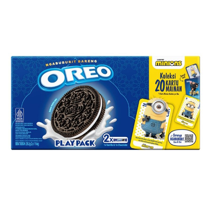 

Oreo play pack minions biskuit krim cokelat & vanilla box 239.2 g