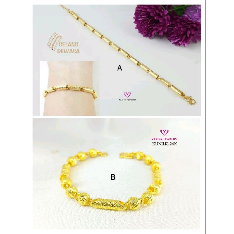 gelang bambu 3 suku lapis emas 24k