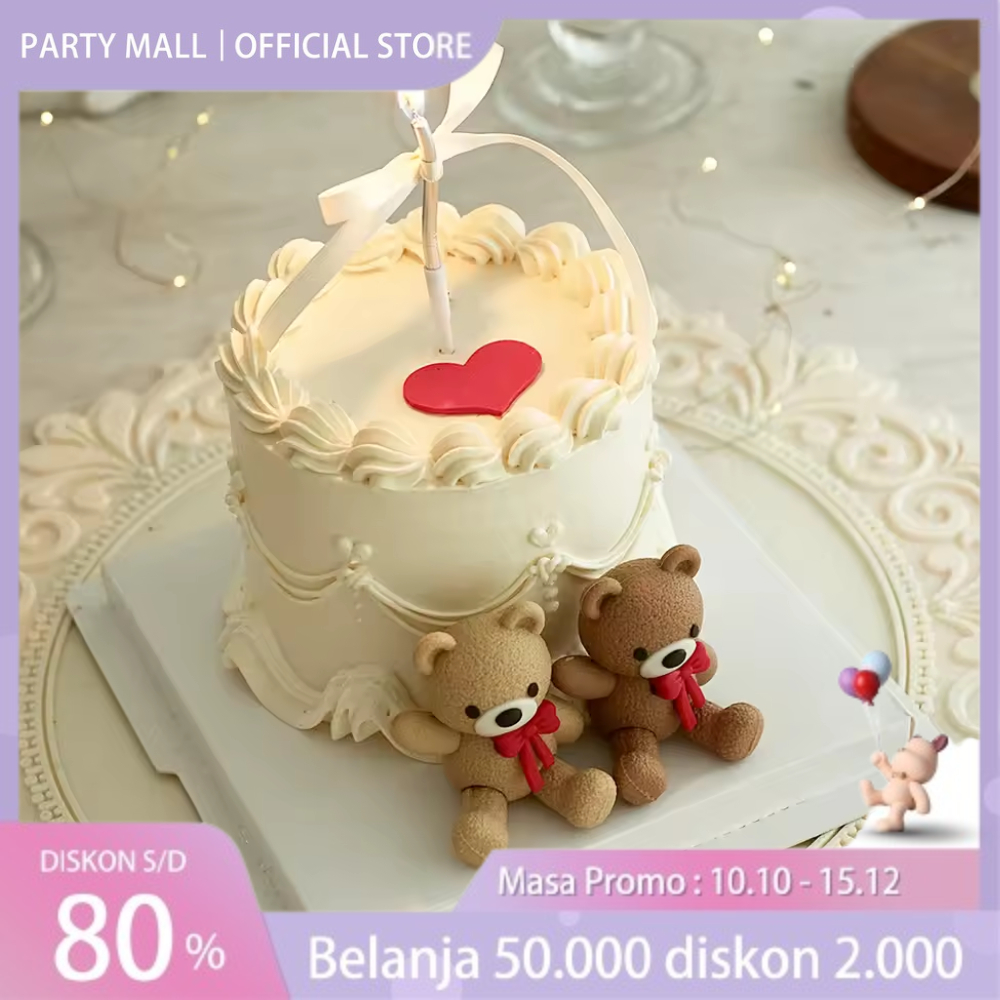 Cake Topper Kartun Beruang Topper Kue Ulang Tahun  Untuk Pesta Ulang Tahun Hewan Dekorasi Kue