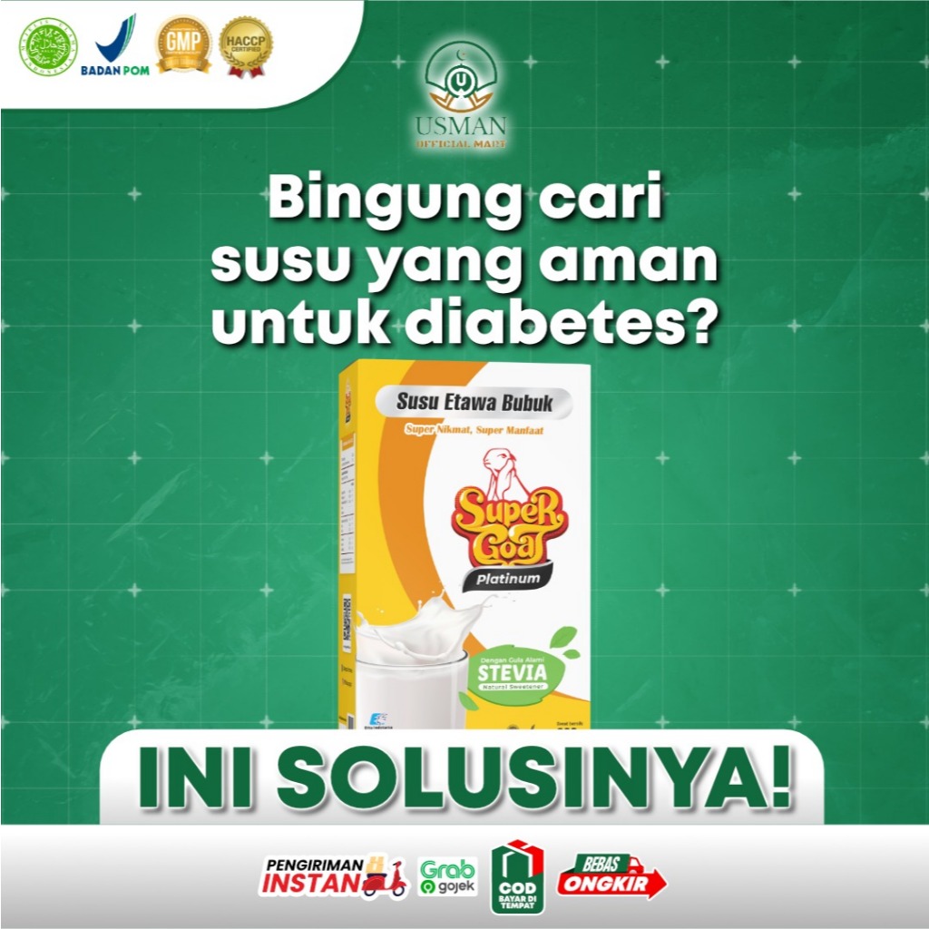 

Supergoat Susu Kambing Etawa Bubuk Platinum Stevia Isi 1 Box Solusi Diabetes Terbaik