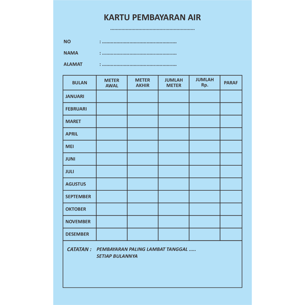 

Cetak Kartu Pembayaran Custom