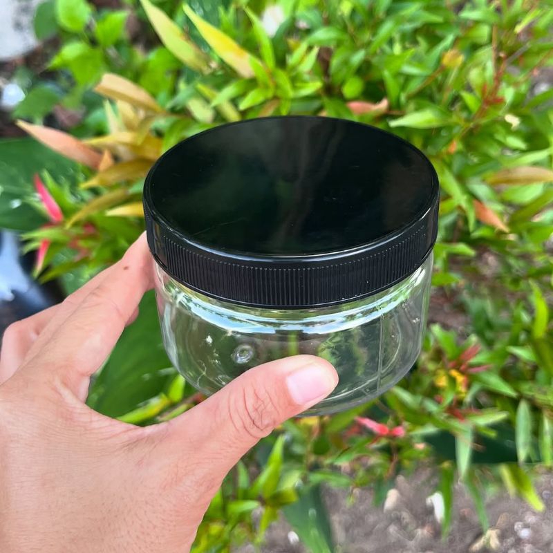 Toples 300ml Tutup Hitam Plastik Diameter 9cm Tinggi 6cm