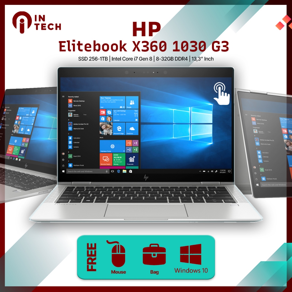 Laptop Premium 2in1 HP Elitebook X360 1030 G3 Intel Core i7 Gen 8 RAM 8GB SSD 512GB Mulus ORI Bonus