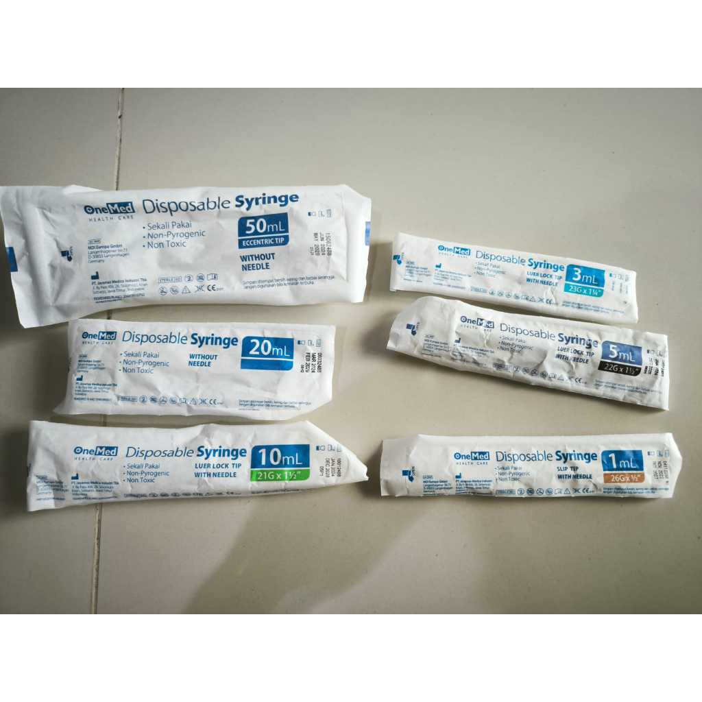 OneMed spuit syringe suntikan spet 1ml, 3ml, 5ml, 10ml, 20ml, 50ml onemed ecer satuan