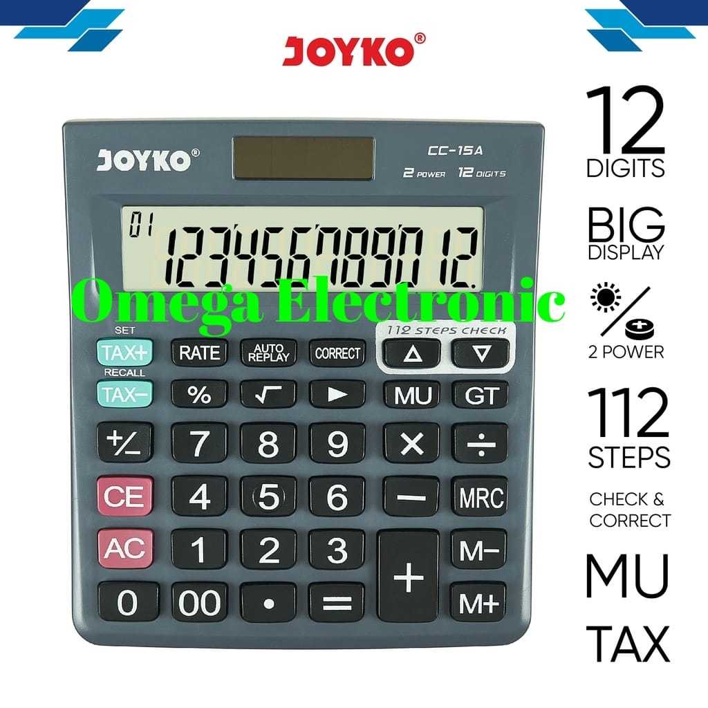 

Joyko CC 15A Calculator Desktop Meja Kalkulator Check Correct CC-15A 12 Digits