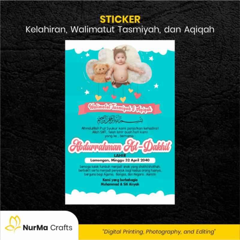 

Stiker Bayi (Walimatut Tasmiyah dan Aqiqah) - Kertas Sticker Bontak / Kertas Art Cartoon