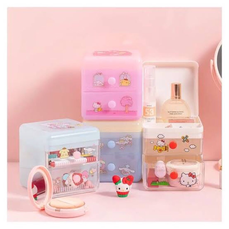 Miniso Sanrio Desk storage Case With Drawer / Kotak penyimpana organizer meja tempat barang lemari m