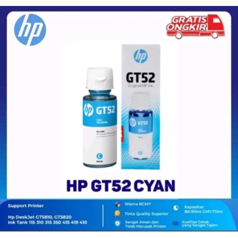 Tinta HP GT 52 Cyan Original Printer ink Tank 115 310 315 319