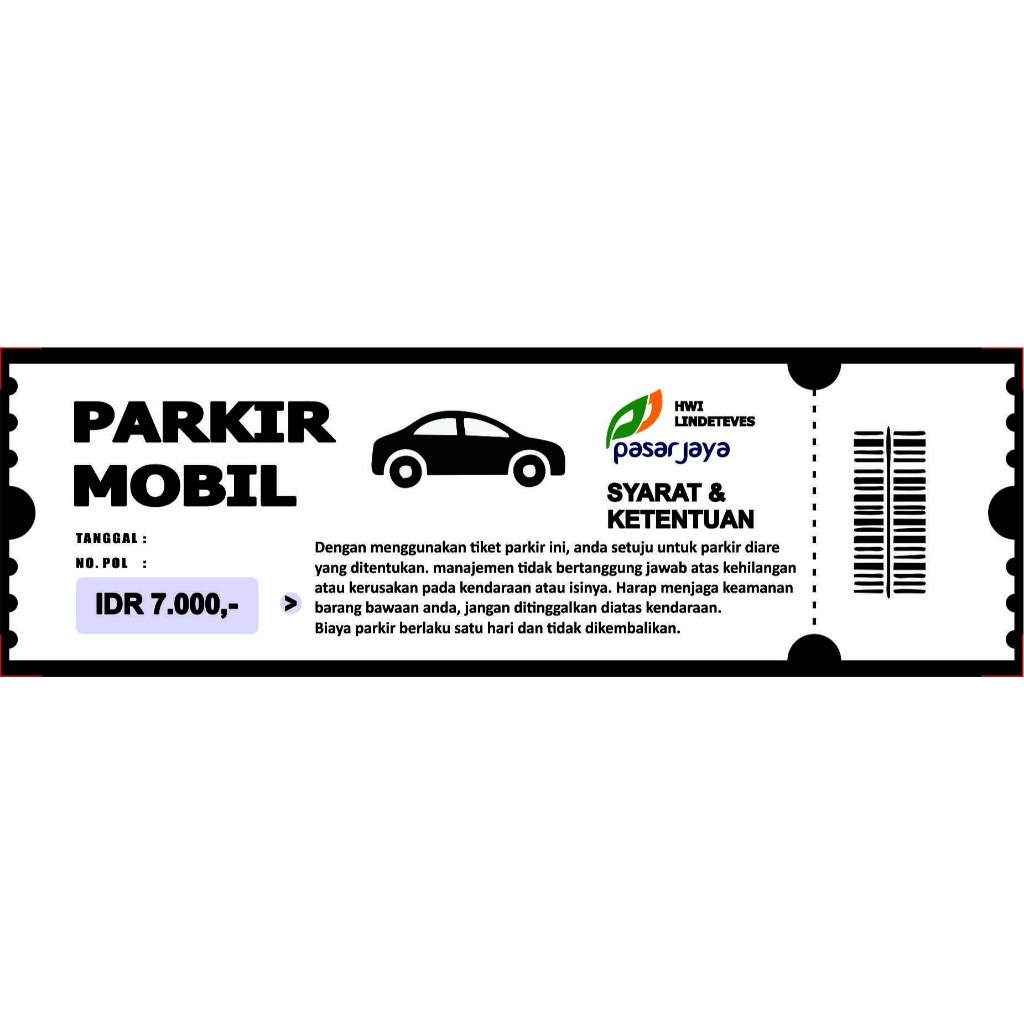 KARCIS PARKIR MOTOR & MOBIL
