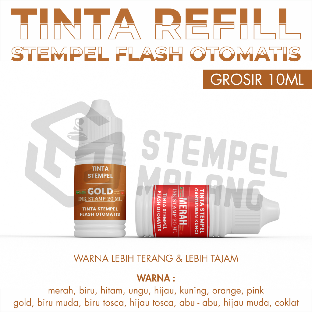 

[GROSIR 10ML] TINTA STEMPEL FLASH | OTOMATIS | STEMPEL KILAT | 15 WARNA