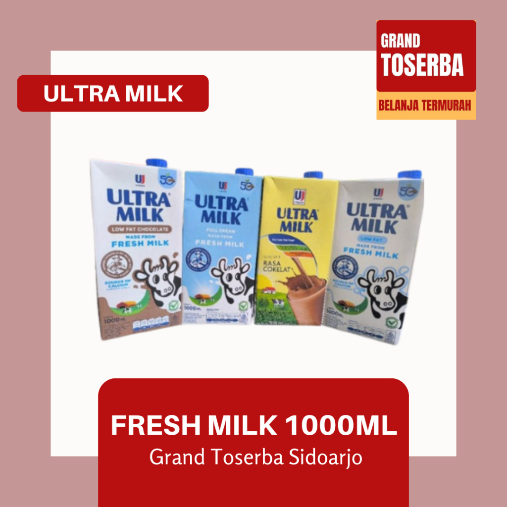 

ULTRA MILK SUSU SAPI 1000ML / SUSU SEGAR FULL CREAM, LOW FAT, COKELAT, LOW FAT COKELAT