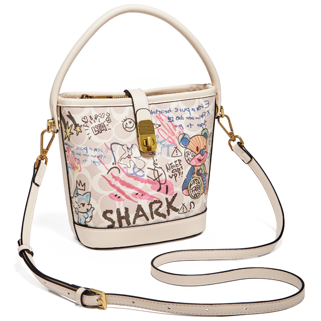 Terbaru Foxer Tas Bahu Wanita Tas Bucket Grafiti Tas Tangan Fashion Tas Wanita Bermotif Tas Kulit